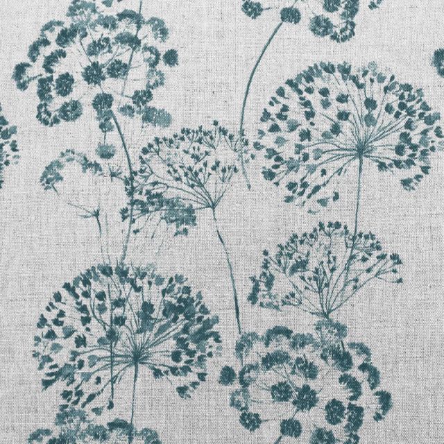 Erleen-Nat Blue Stone - Curtain fabric with Blue botanical print