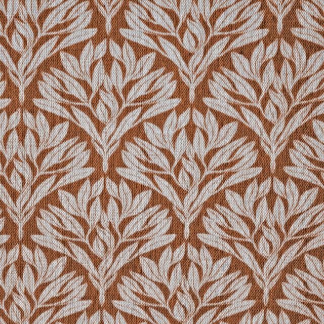 Birna Burnt Orange - Curtain fabric with Orange botanical print