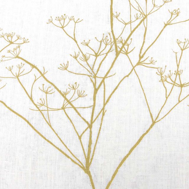 Cicely Dijon - White linen, Yellow botanical print