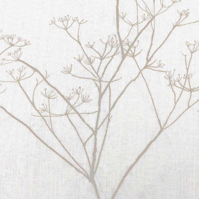 Cicely Taupe - White linen mix, Light Brown botanical print