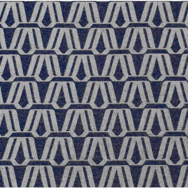 Elva Deep Blue - Leinen-Baumwollstoff, Dunkelblau abstraktes Muster