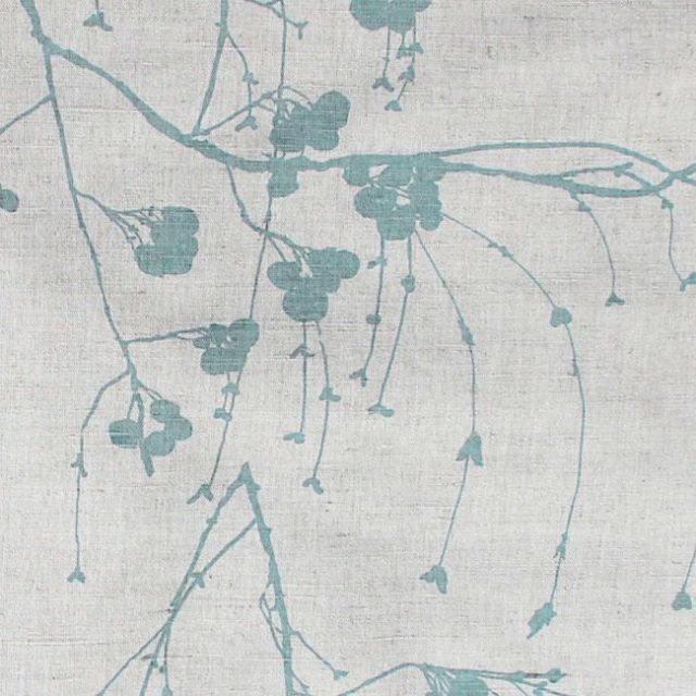 Berry Jade Mist - Natural fabric with green-blue print