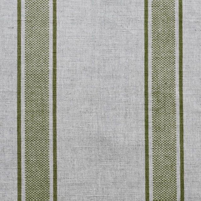 Bella Khaki - Curtain fabric with Green stripes