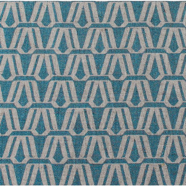 Elva Marine - Leinen-Baumwollstoff, Blau abstraktes Muster