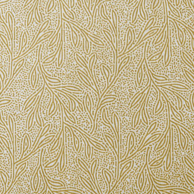 Alma Mustard - Curtain fabric with Yellow botanical print