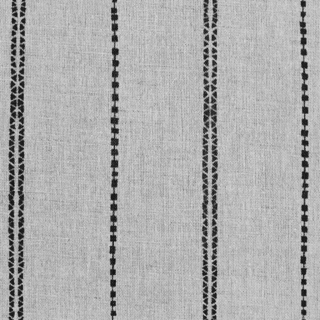 Inga-NAT Noir - Natural fabric with Black decorative stripes, Linen Cotton mix