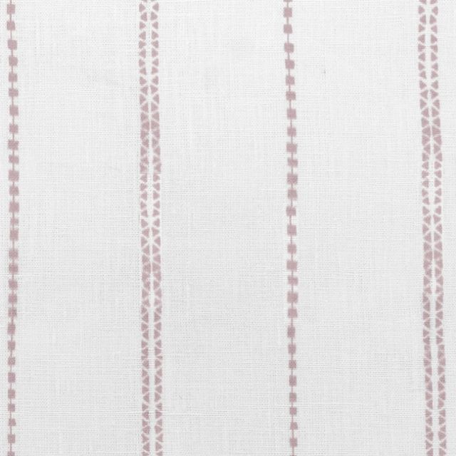 Inga Peony - Weißer Stoff aus 100% Leinen mit rosa Streifen