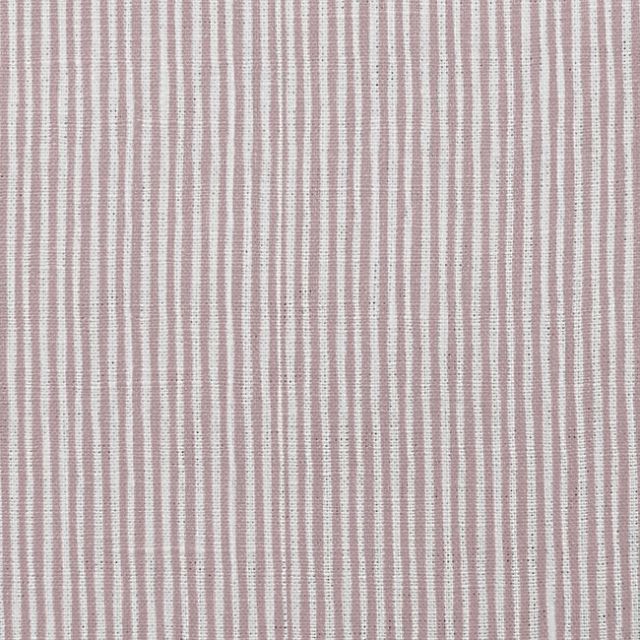 Maisa Peony - Weißer gestreifter Leinenstoff, Rosa Streifen