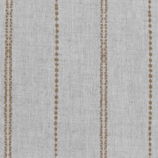 Inga-NAT Sand- Natural fabric with Brown decorative stripes, Linen Cotton mix