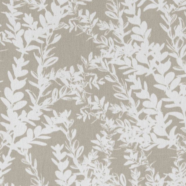 Christa-INV-WHT Taupe- Curtain fabric with Light Brown botanical print