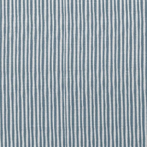 Maisa Blue Stone - Weißer gestreifter Leinenstoff, Blaue Streifen