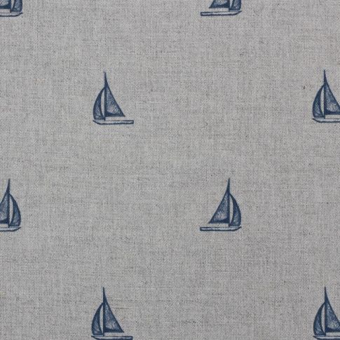 Sail Blue Stone - Vorhangstoff mit blauem Muster aus Segelbooten