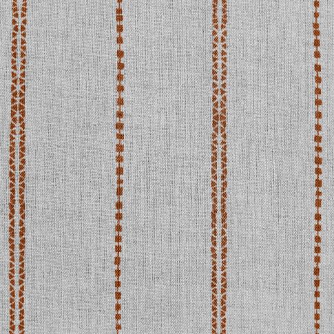 Inga-NAT Burnt Orange - Natural fabric with Orange decorative stripes, Linen Cotton mix