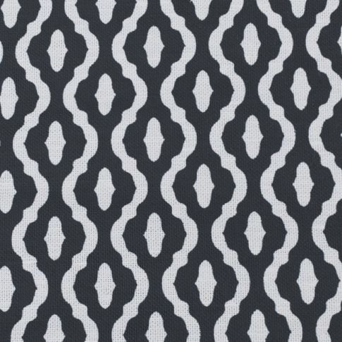 Oona Charcoal - Weiß Leinenstoff, Dunkelgrau abstraktes Muster