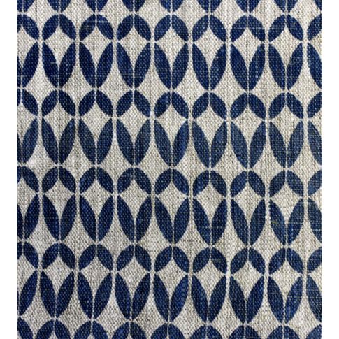 Siruna Deep Blue - Leinen-Baumwollstoff, Dunkelblau abstraktes Muster