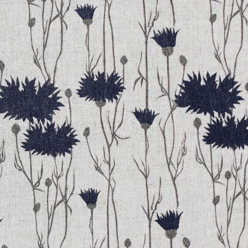Margrete Deep Blue - Gardinenstoff, Dunkelblaues Blumenmuster