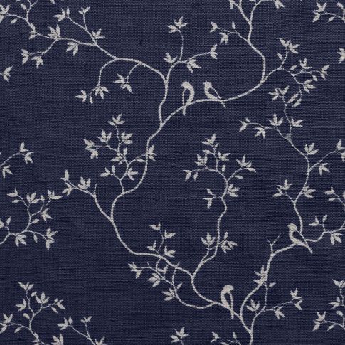 Goldfinch INV-Deep Blue - Curtain fabric with botanical print