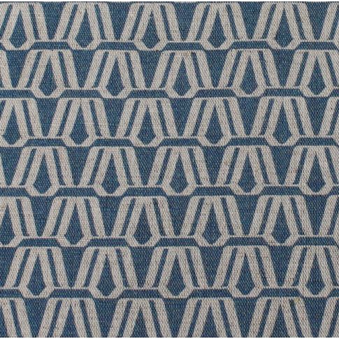 Elva Denim - Leinen-Baumwollstoff, Blau abstraktes Muster