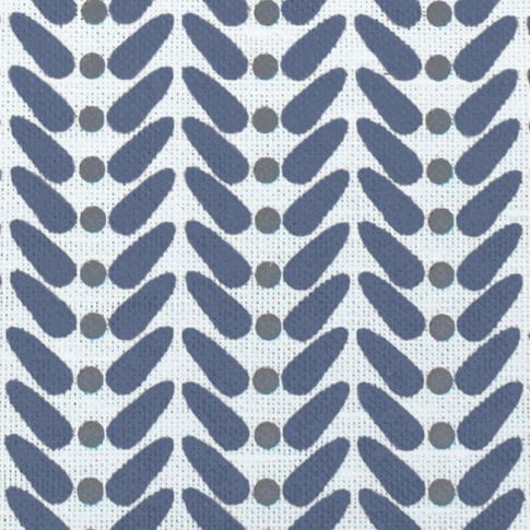 Hilda Denim - Weiß Vorhangstoff, Blau / Grau Muster