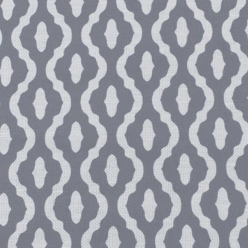 Oona Greige - Weiß Leinenstoff, Grau abstraktes Muster