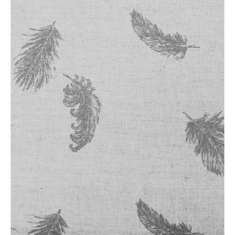 Feathers Greige - Leinen-Baumwollstoff, Grau Feder Muster