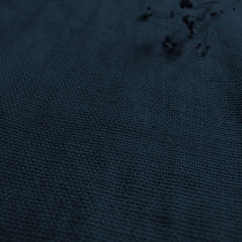 Greta Midnight -Dark Blue Navy Linen Upholstery Fabric - Heavy Linen