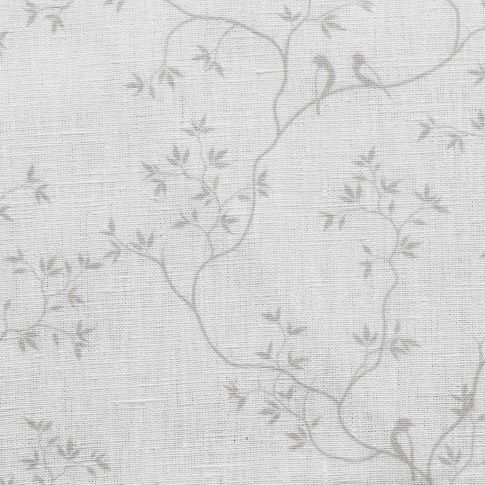 Goldfinch Grey Sand WHT- Curtain fabric with botanical print