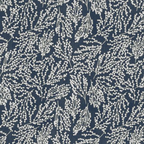 Lisbell Ink - Curtain fabric with Blue botanical print