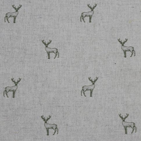 Deer Khaki - Vorhangstoff mit grünem Hirschmuster