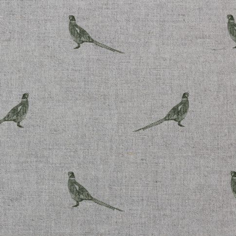 Pheasant Khaki - Vorhangstoff mit grünem Fasanenmuster