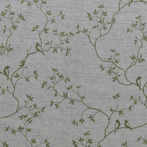 Goldfinch Leaf- Curtain fabric with green botanical print