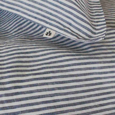 Linen Duvet Cover Double, Blue Stripe