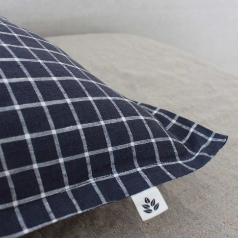 Linen Pillowcase 50x75 cm, Navy Grid