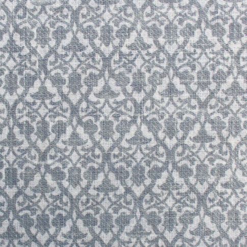 Lola Grey - White Linen Fabric printed with grey