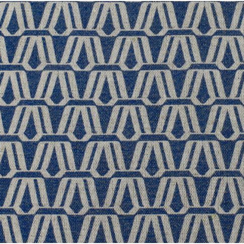 Elva Night Blue - Leinen-Baumwollstoff, Dunkelblau abstraktes Muster