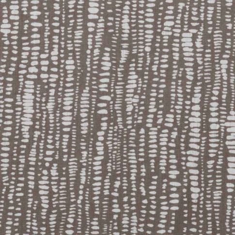 Dora-INV-WHT-Nougat - Weißer Stoff aus 100% Leinen. Stoff für Vorhänge, Braunes Muster