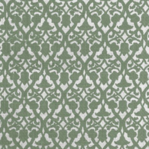 Lola Olive - Weiß Gardinenstoff, Modern Muster, Olivgrün