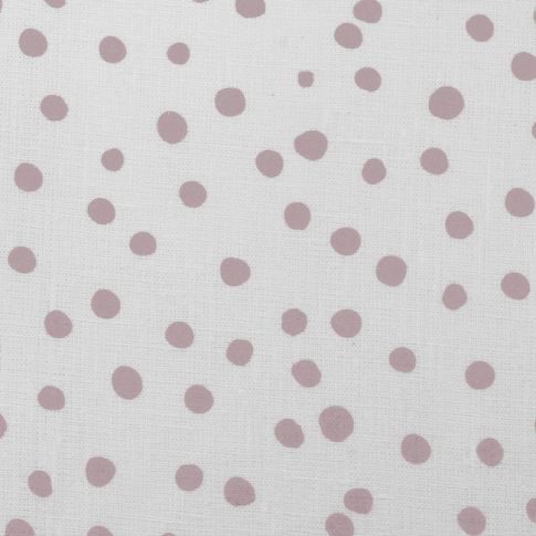 Dottie Peony-WHT - Gepunkteter Weißer Leinenstoff mit rosa Punkten