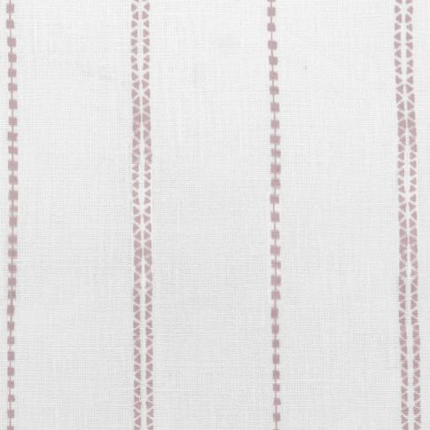 Inga Peony - Weißer Stoff aus 100% Leinen mit rosa Streifen