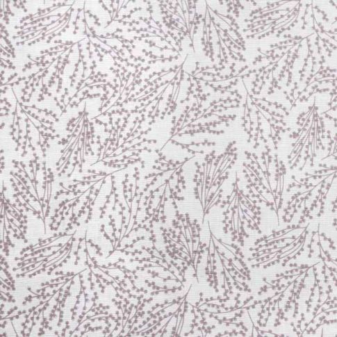 Lisbell Peony -WHT - White linen fabric with Pink botanical print