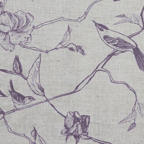 Gardenia Powder Plum - Altlila botanisches Muster mit Vögeln