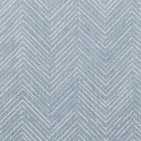 Lulu Shadow Blue -Weißer Stoff - Stoff für Vorhänge, Gardinenstoff  geometrisches Blaues Muster