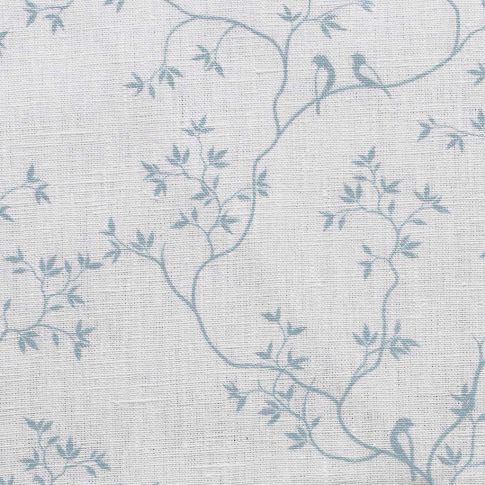 Goldfinch Shadow Blue WHT- Curtain fabric with botanical print