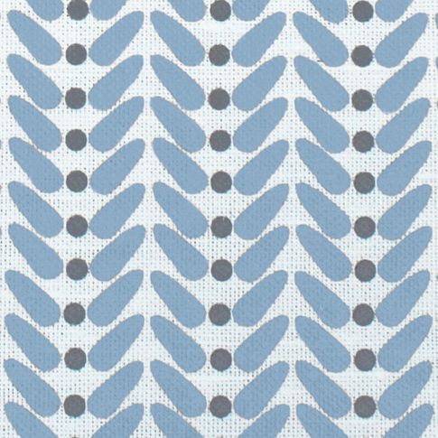 Hilda Sky - Weiß Vorhangstoff, Hellblau / Grau Muster