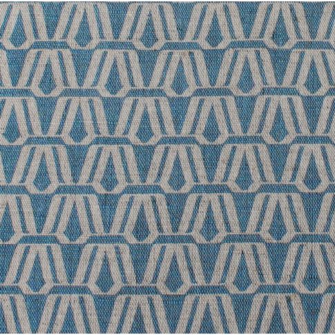 Elva True Blue - Leinen-Baumwollstoff, Blau abstraktes Muster