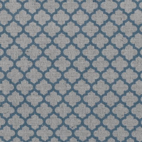 Jonna True Blue - Stoff für Vorhänge, blaues marokkanisches Kleemuster